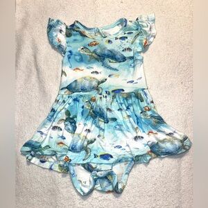 Jules and Belle bamboo viscose ocean scene twirl romper, size 12-18 mos